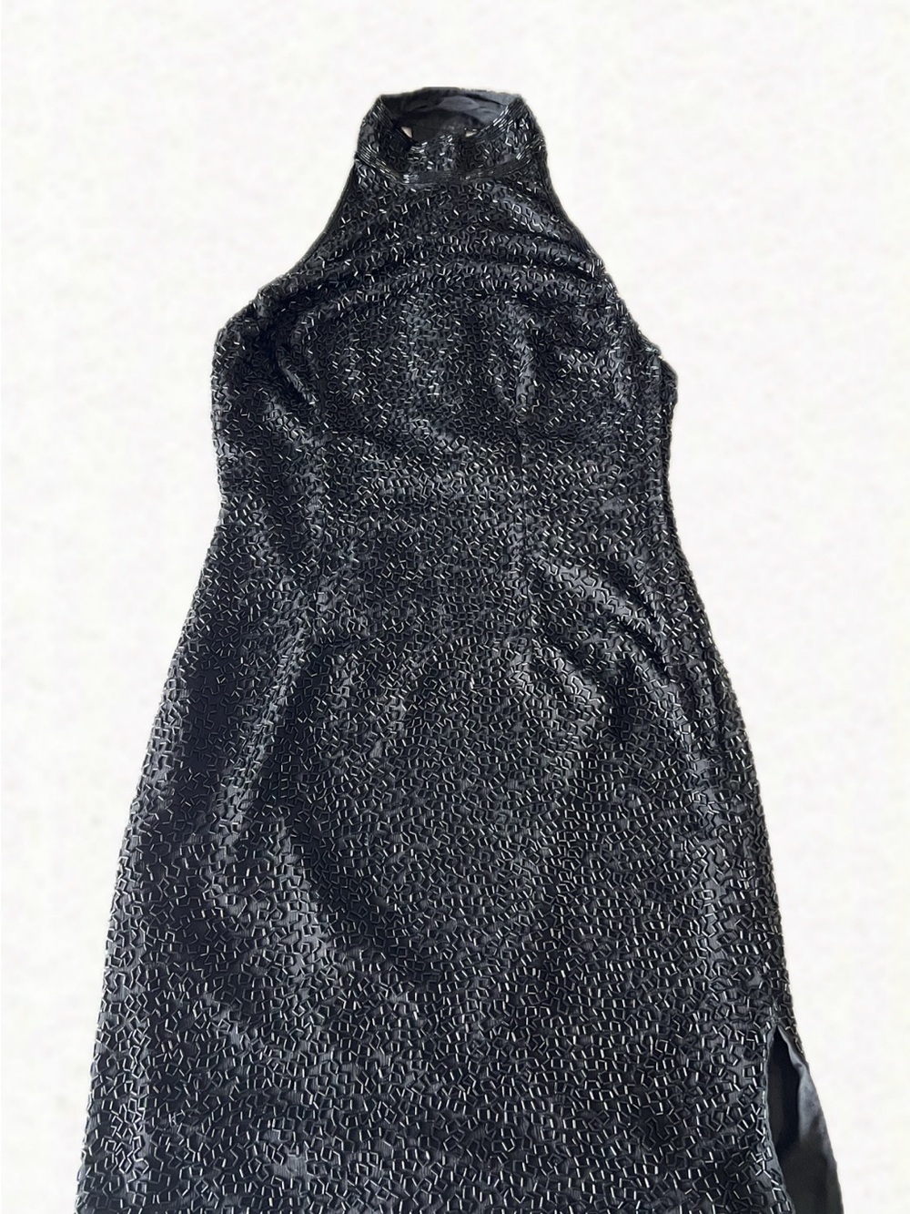 Laurence Kazar Black One-Shoulder Textured Evening Dress